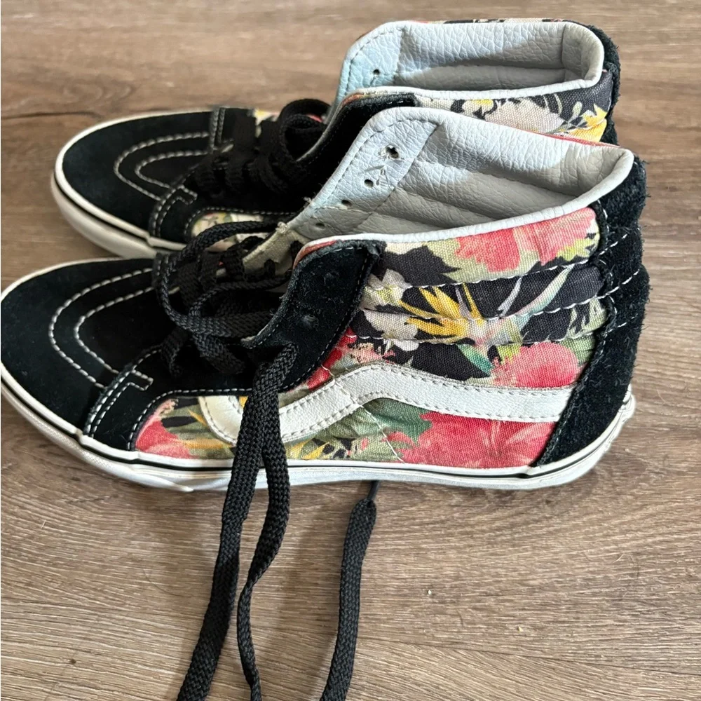 Vans Sk8 Hi Tops Aloha Black White Floral Sneakers Shoes Mens Size 6 Hawaiian - Picture 2 of 5